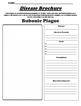 Preview of Bubonic Plague "Informational Brochure" Worksheet & WebQuest