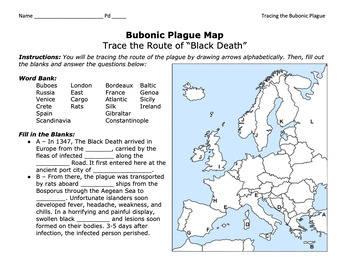 Preview of Bubonic Plague "Trace the Black Death" Map Activity 2.0 / Medieval Europe