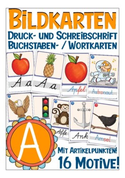 Preview of Buchstabe A Deutsch Bildkarten German flash cards Grundschule beginners