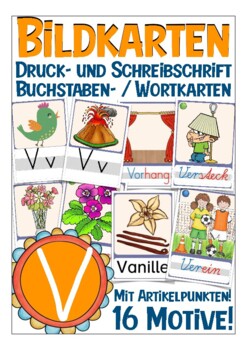 Preview of Buchstabe V Deutsch Bildkarten German flash cards Grundschule beginners