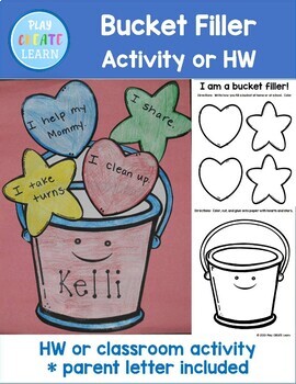 Preview of Bucket Filler Activity or Homework (Bulletin Board Idea)