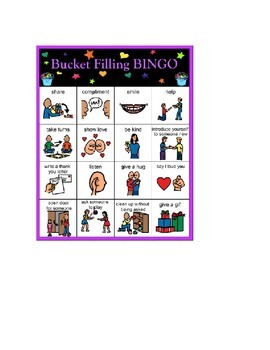 Preview of Bucket Filling Character Education BINGO