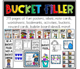 Bucket filler activities, posters, bulletin board, reward 