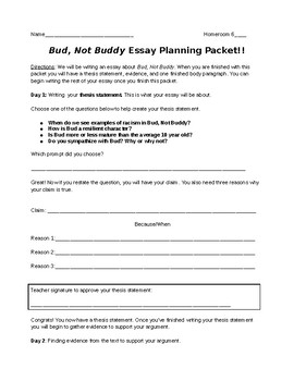 Preview of Bud, Not Buddy Essay Template