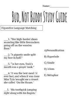 Bud not buddy study guide