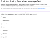 Bud, Not Buddy Google Form Figurative Language Test