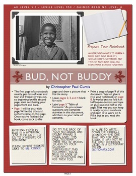 Preview of Bud, Not Buddy — Hyperlinked PDF project to accompany novel