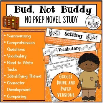 Preview of Bud, Not Buddy - Novel Study (Book Club) - Online/Digital + Paper Versions