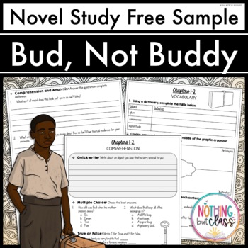 Preview of Bud, Not Buddy Novel Study FREE Sample | Worksheets and Activities