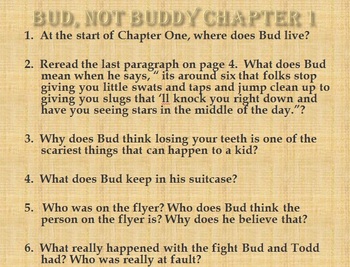 Preview of Bud, Not Buddy Powerpoint Study Guide