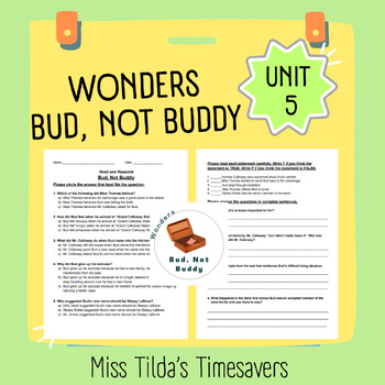 Preview of Bud, Not Buddy - Read and Respond Grade 5 Wonders