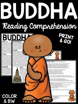 Preview of Buddha Reading Comprehension Worksheet Siddhartha Gautama Buddhism