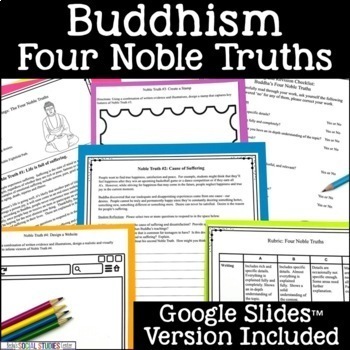 Preview of Buddhism Four Noble Truths - Reading Passages & Activities Google™ Compatible