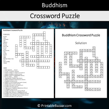 Buddhism Crossword Puzzle Worksheet Activity by Crossword Corner