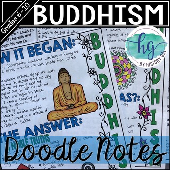 Preview of Buddhism Doodle Notes and Digital Guided Notes
