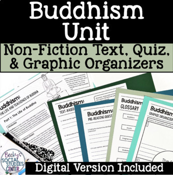 Preview of Buddhism Unit Reading Passages, Graphic Organizers, Quiz - DIGITAL and PRINT