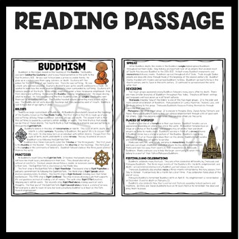 Buddhism Overview Reading Comprehension Worksheet for World Religions