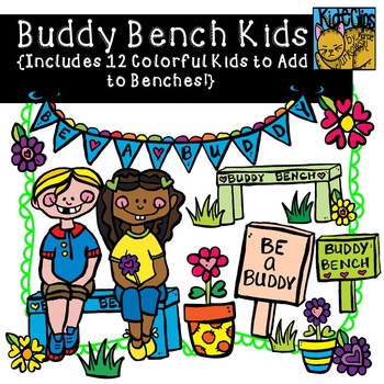 Preview of Buddy Bench Kids Anti-Bullying Clip Art Kid-E-Clips Commercial and Personal