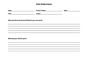 Buddy Reading Responses by Inspire Daily | Teachers Pay Teachers