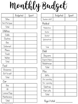 budget binder and bill tracker by a twinkling teacher tpt