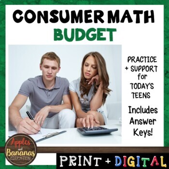 Preview of Budget - Consumer Math Unit (Notes, Activities, Presentation, Quiz, and Project)