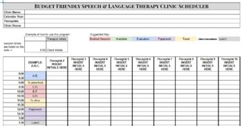 Preview of Budget Friendly Speech & Language Therapy Clinic Scheduler