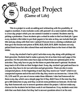 Preview of Budget Project "Game of Life"