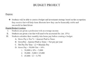 Preview of Budget Project Handout