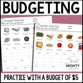 Preview of Budget Worksheets to $5