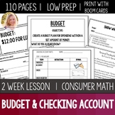 Budget and Checking Account Lessons Consumer Math Life Ski