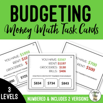 Preview of Budget for Savings Task Cards