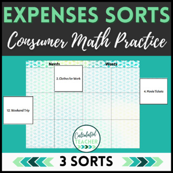 Preview of Budgeting Activity Sorts - Consumer Math - Needs and Wants - Income and Expense
