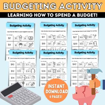 Preview of Budgeting Activity for Kids, Budget Worksheet, Money Management, Spending Choice