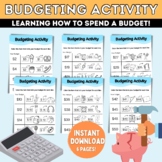 Budgeting Activity for Kids, Budget Worksheet, Money Manag