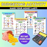 Budgeting Activity for Kids, Budget Worksheet, Money Management
