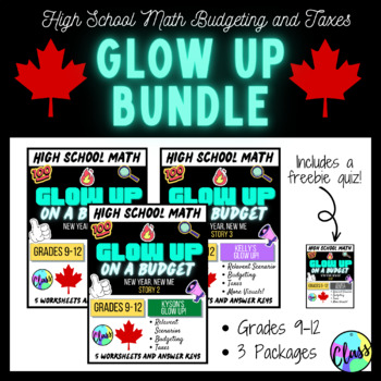 Preview of GLOW UP on a Budget BUNLDE | New Years | Back to School | Math | CANADA