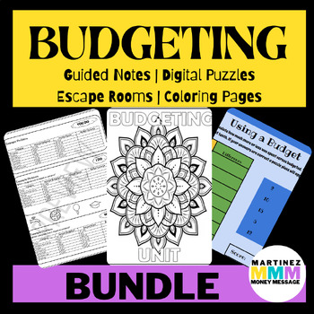 Preview of Budgeting Unit BUNDLE Guided Notes + Escape Rooms + Digital Self Grading Puzzles