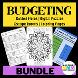 Budgeting Unit BUNDLE Guided Notes + Escape Rooms + Digita