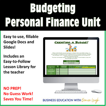 Preview of Budgeting - Personal Finance Class Activities and Lessons Unit