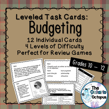 Preview of Budgeting Task Cards - Leveled - Suitable for Review Games