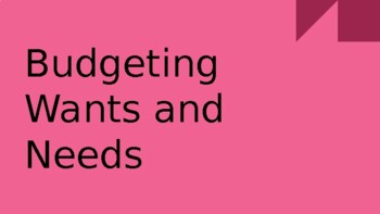 Preview of Budgeting Wants and Needs