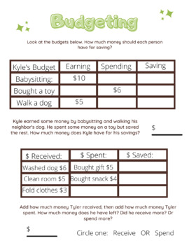 Preview of Budgeting Worksheet