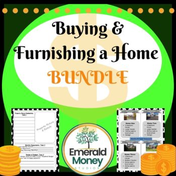 Preview of Budgeting Worksheets,Buying and Furnishing a Home-Financial Literacy BUNDLE,