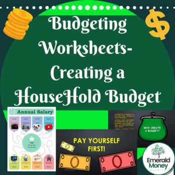 Preview of Budgeting Worksheets-Creating a Household Budget- Financial Literacy