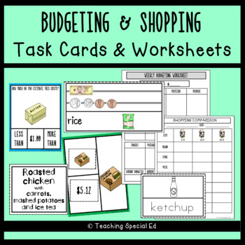 Preview of Budgeting and Shopping Worksheets and Task Cards