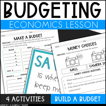 Preview of Budgeting Worksheets - Spending and Saving Lesson and Activities - Economics