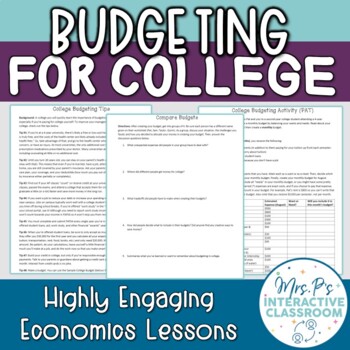 Preview of Budgeting for College Activity (Print & Digital)