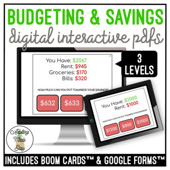 Preview of Budgeting for Savings Digital Activity