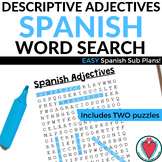 Spanish Adjectives Word Search - Vocabulary Worksheet - Sub Plans