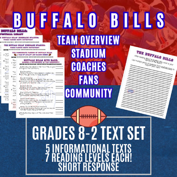 Preview of Buffalo Bills 7 Reading Levels! 5 Informational Texts Write Opinion ELA Paired